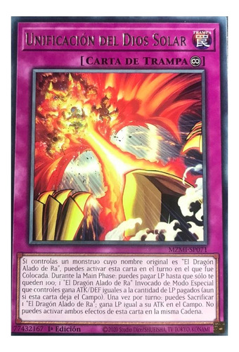 Unificación Dios Solar Rare Yu-gi-oh! Original Konami