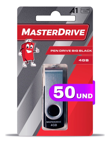 Kit 50 Pendrive Big Black 4gb Atacado Masterdrive Original