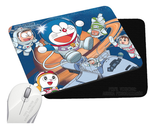 Pad Mouse Rectangular Doraemon Gato Cosmico Anime 1