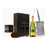 Box Regalo Champagne Deseado Copas Negras Grabadas