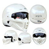 Casco Moto Kov Spectrum Blanco Certificado Militar Retro Dot