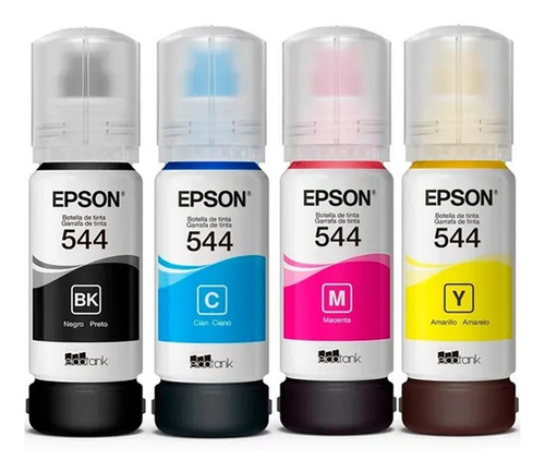 Kit 4 Botes De Tintas Epson Ecotank T544 L3250 L3210 L1210