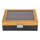 Caja De Reloj De Madera Maciza Con 10 Ranuras, Caja De Almac