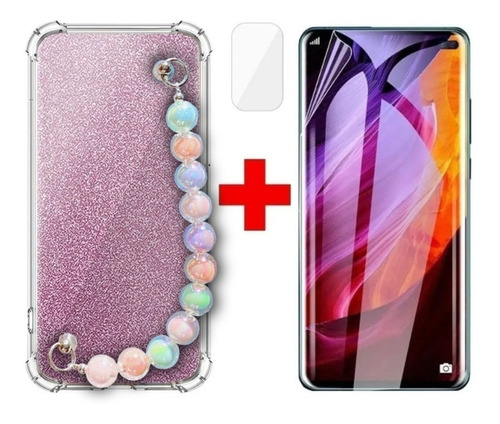 Carcasa Cadena Brillo R + Hidrogel +cam Samsung S10 Lite