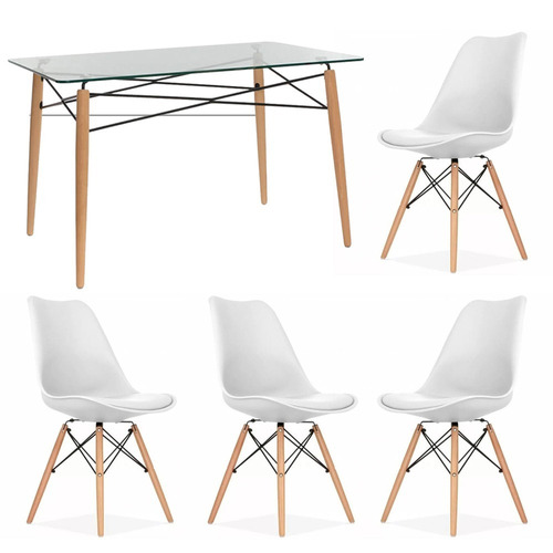 Combo Mesa Eames Rectangular Más 4 Sillas Tulip Eames