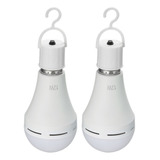 2 Pcs Luz Led Emergência Indução/botão/bocal Recarregável 