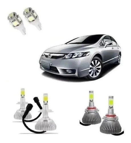 Kit Lampada Super Led Farol Alto Baixo + Led Honda New Civic