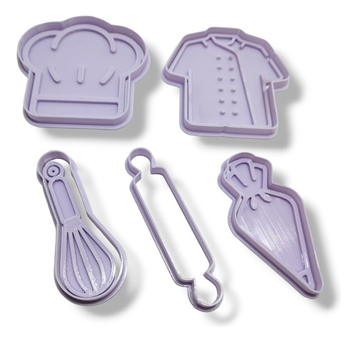 Kit Cortantes Reposteria Cheff Cocinero Cocina Galleta 3d