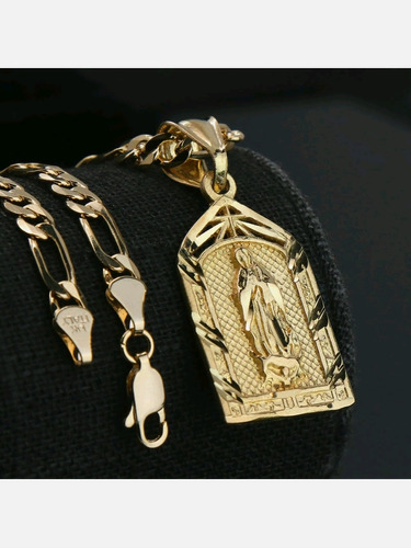 Virgen Maria Cadena Collar Oro Con Dige 14k Enchapado 