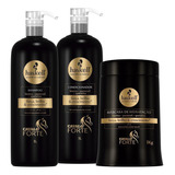  Kit Haskell Cavalo Forte Shampoo Condicionador Máscara 1l Kg