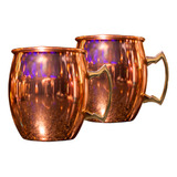 Set De 2 Mugs Vaso Liso Cobre, Moscow Mule Coctel 550 Ml