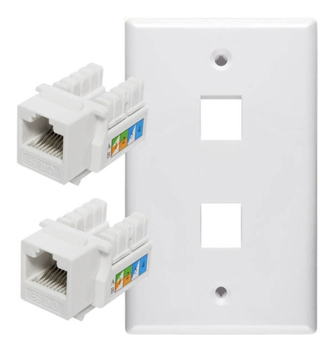 2 Modulos Rj45 Cat6 De Red Jack Keystone Con Tapa Muro Doble