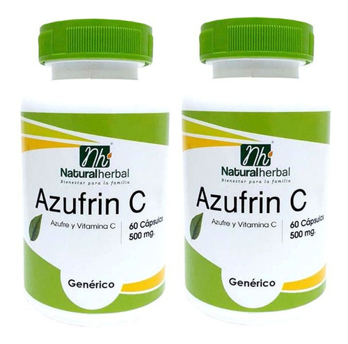 Azufrin :  Azufre + Vit C Nh 120 Capsulas 2x60 500mg. Acne