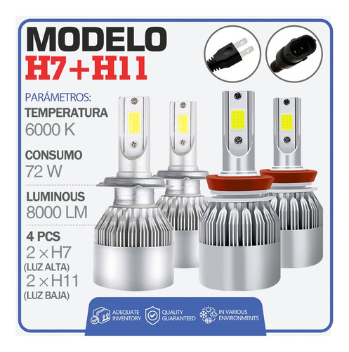 Kit Faros Delanteros Led Luz Alta Y Luz Baja Para Ford