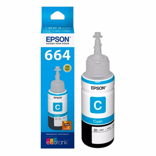 Botella Tinta Epson T664 Original Cyan 70 Ml T664220