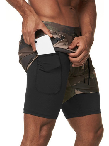 Short Deportivo Elástico Moda Correr Para Hombre