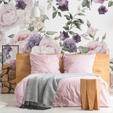 Tapiz Wallpaper Flores Rosas Vinil Decorativo Autoadherible Color Coco Rose