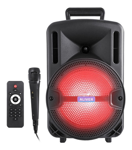 Parlante Portátil Bluetooth Más Potente Usb Fm Led + Micrófono Karaoke Pendrive Música Mp3 Aux Radio Batería Recargable