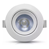 Kit 10 Spot Led Cob 5w Dicróica Direcionável Redondo Embutir