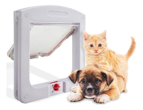 Portinha De Passagem Porta P/ Gato Cachorro Pequeno Pet Door Cor Branco