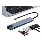 Hub Convertidor Usb 3.0 Tipo C Multipuerto 8 En 1 Ethernet