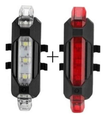 Combo 918 Luz Bicicleta Led Usb Recargable Delantera Trasera Color Rojo Y Blanco