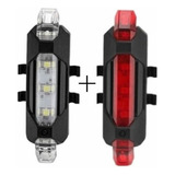 Combo 918 Luz Bicicleta Led Usb Recargable Delantera Trasera Color Rojo Y Blanco