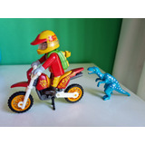 Playmobil. Moto Con Muñeco, Velociraptor Y Accesorios