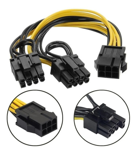 Cable Adaptador Splitter Pcie 6 Pin A 2x 8 Pin (6+2) Minería