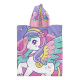 Poncho Infantil De Toalla Microfibra Secado Rapido Piñata Color Unis Estampado