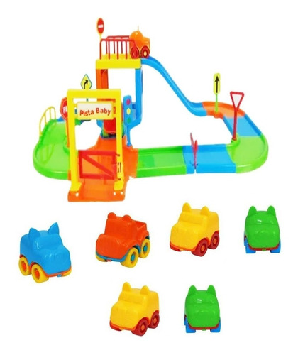 Pista Brinquedo 6 Carrinhos Corrida Infantil Educativo Bebê 
