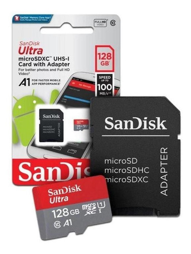 Micro Sdxc Uhs-i Sandisk Ultra 128gb 100mbps Com Adaptador