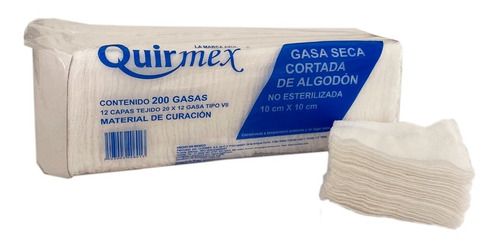 Gasa Esponja No Estéril C/200 Piezas Quirmex