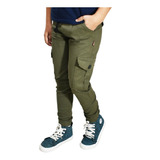 Pantalón Cargo Con Botones De Gabardina Niños  Ml 