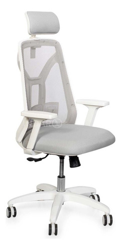 Silla De Escritorio Indar Equipamientos Tokio Total White Gamer Ergonómica  Blanca Y Gris Con Tapizado De Mesh Y Marathon