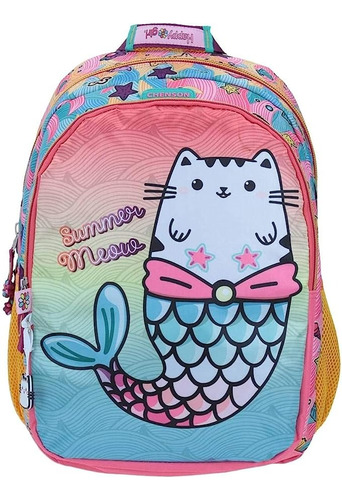 Mochila Chenson Original Gato Sirena Happy Girl Gatito Kitty Mermaid Backpack Escolar Reforzada Porta Tablet