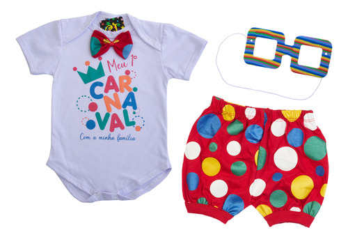 Body, Short E Óculos Bebê Masculino - Camisas Carnaval 2022