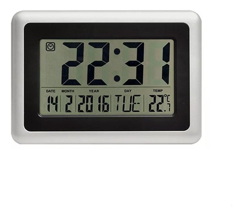 Reloj De Pared Grande Lcd  Temperatura Fecha Snooze Alarma 
