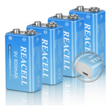 Reacell - Paquete De 4 Baterias De Litio Recargables Usb De