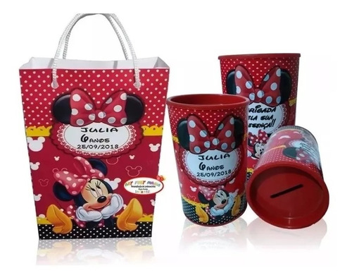 55  Cofrinhos Mais 35  Sacolinhas Da Minnie Kit Festa