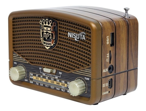 Parlante Radio Nisuta Ns-rv16 Diseño Retro Vintage Bluetooth