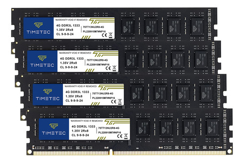 Timetec Kit De 16 Gb (4 X 4 Gb) Ddr3 / Ddr3l 1333mhz Pc3-106