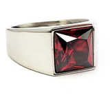 Anillo De Lujo Elegante Rojo Acero Inoxidable Unisex D