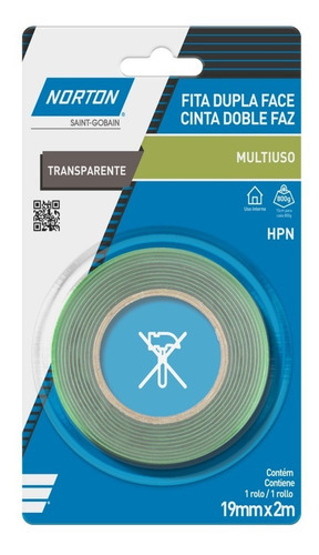 Cinta Acrílica Doble Cara Norton Hpn Blister 19mmx2m