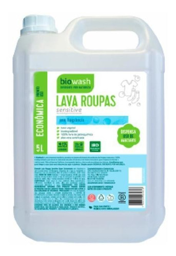 Kit 2 Lava Roupas Sensitive Biodegradável Biowash 5l