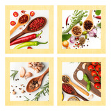 Quadro Decorativo Tempero Moldura 20x20 Gourmet Cozinha Kit