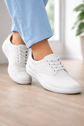 Zapato Blanco Ligero Cómodo Con Agujeta Enfermera Trabajo