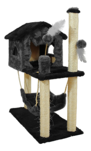 Arranhador Casa Com Rede Para Gatos Com Brinquedos