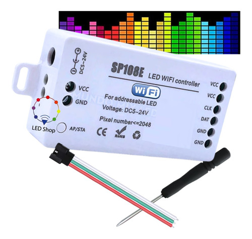 Controladora Musical Sp108e Wifi Digital Led Ws2811 Ws 2812