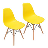 Cadeira De Jantar Henn Decorshop Charles Eames Dkr Eiffel, Estrutura De Cor  Amarelo, 2 Unidades